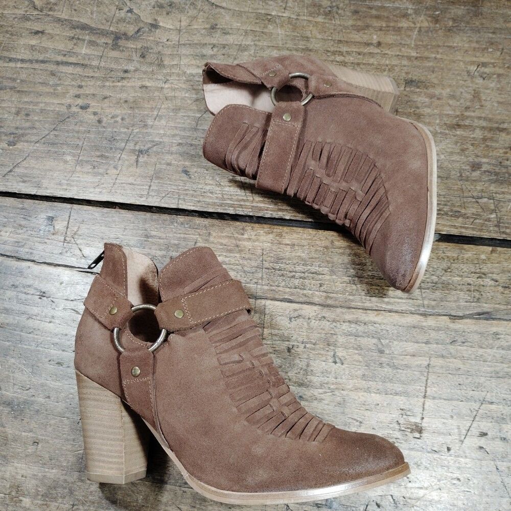 Ariat 10M Booties JaElle Brown Tumbled Buckle Heels Suede Leather - Picture 14 of 15